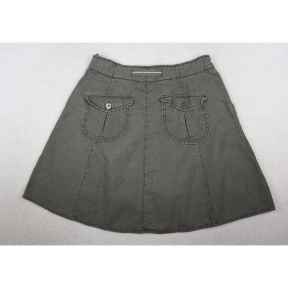 L.O.G.G H&M - WOMEN'S GREEN A-LINE LINEN BLEND KNEE LENGTH SKIRT SIZE 10 - FLAWS - Picture 10 of 11